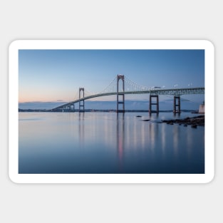 Newport Bridge at Morning Blue Twilight Sticker